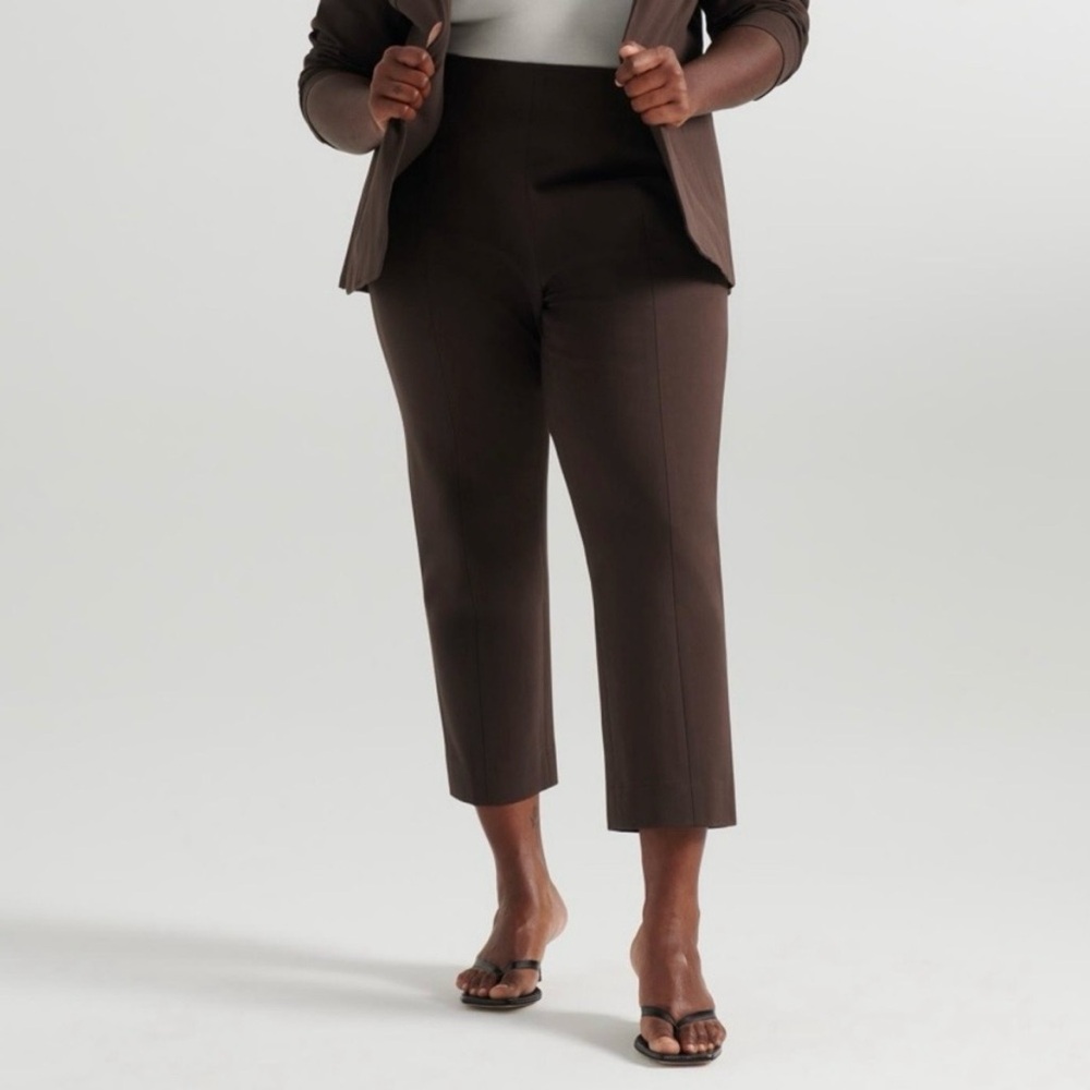 NEW Pari Passu Espresso Brown Ponte Merit Slim Ankle Pants, Women's Size 22 B